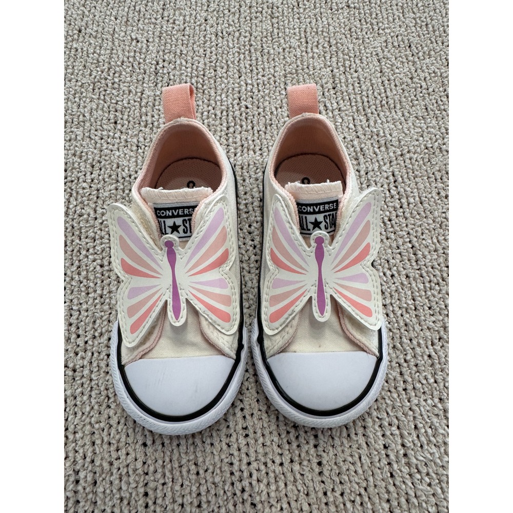 Converse All Star 2V Butterfly Pink Cream Infant Shoes Size 6 A08831F